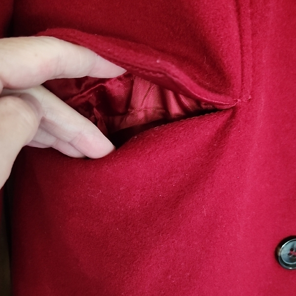 Talbots Mid-length Wool Cashmere Crimson Button Front Lined Women's Coat Size 10 - Picture 4 of 9